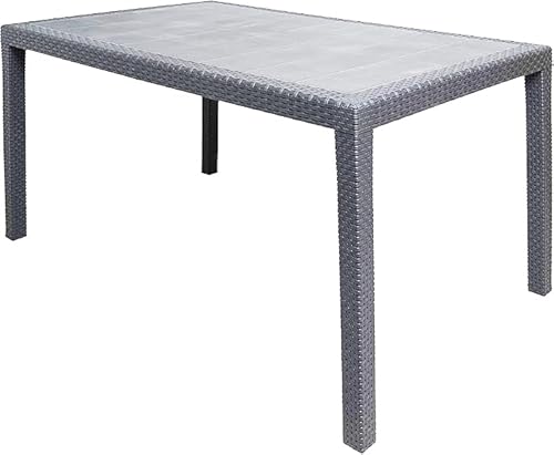 buybuy TAVOLO STILE RATTAN RETTANGOLARE GRIGIO ANTRACITE120 x 70cm TVR120G