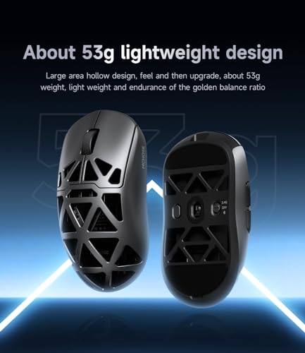 Image of MCHOSE AX5 Pro Wireless Gaming Mouse, 4KHz Polling Rate Focus PAW 3395 Optical Sensor - 26k DPI, 53g Ultra-Lightweight - 170 Hr Battery, (2.4GHz RF /Wireless /Wired) Magnesium Alloy Mice - Black