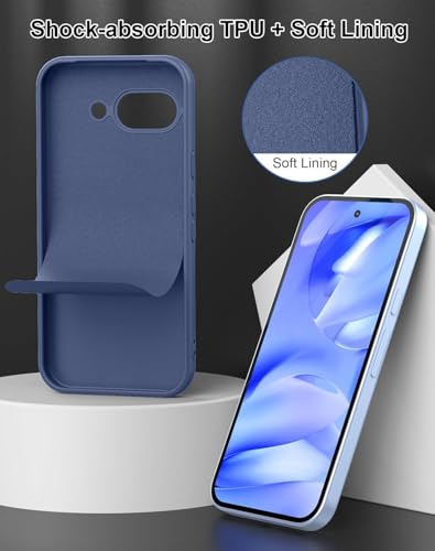 Image of MOBILOVE Back Cover Case for Google Pixel 9a | Pure Liquid Soft Matte Silicone Case with Logo and Comes with Camera and Screen Protection Back Cover for Google Pixel 9a (Blue)