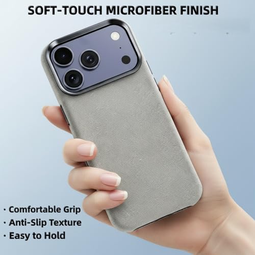 Coque iPhone 17 Pro Max flanelle douce toucher cuir gris unique