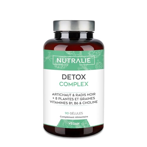 NUTRALIE - Détox Dépuratif - Foie - Chardon-Marie + Choline + Artichaut + Pissenlit + 8 Plantes et Graines - 90 Gélules Végétaliennes Complex Nutralie