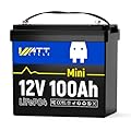 WattCycle 12V 100Ah Mini LiFePO4 Lithium Battery Smaller than BCI Group 24 Built-in 100A BMS Low-Temp Protection 15000 Deep Cycles 1280Wh for Home Storage Marine Golf Cart RV Solar Trolling Motor