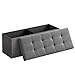 SONGMICS Sitzhocker mit Stauraum, klappbare Sitzbank, 38 x 110 x 38 cm Fußbank, Aufbewahrungsbox, bis 300 kg belastbar, für Wohnzimmer Schlafzimmer Flur, schiefergrau LSF77K