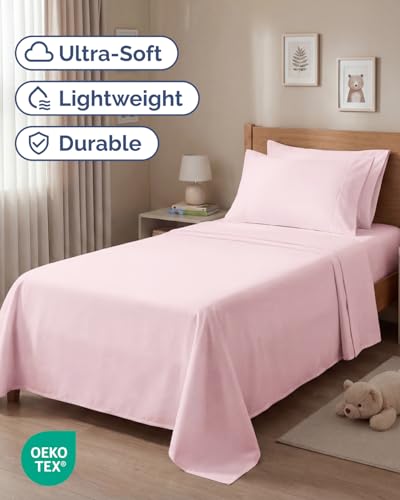 Image of Twin 4 Piece Bed Sheet Set - Breathable & Cooling Sheets - Lavender Pink