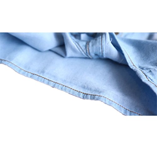 Image of Colorful Childhood Girls Denim Crop Tie Shirt Blouse Toddler Shawl Button Down Shirts Children's Casual Tops
