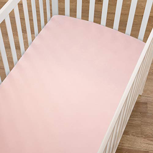 Image of TL Care Supreme 100% Natural Cotton Fitted Crib Sheet 52 inch x 28 inch, Enhanced Thickness for Soft, Breathable & Hypoallergenic Jersey Comfort, Blush, Neutral for Boys & Girls