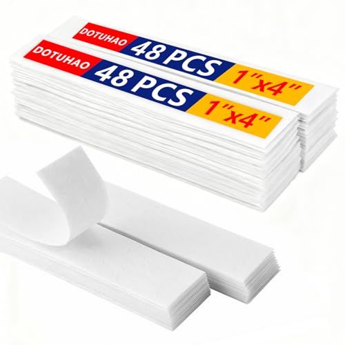Image of 48 Sets White Hook Tape with Adhesive, 1'' X 4'' Hook and Loop Tape, Tapes with Adhesives for Fabric (White, 48 Sets)