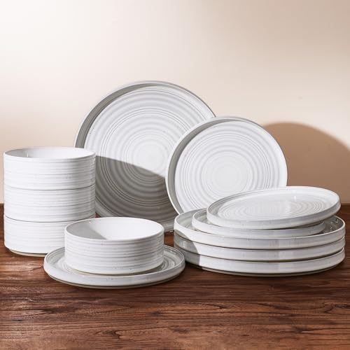 Stoneware Dinnerware Set for 4 with Speckled Glaze