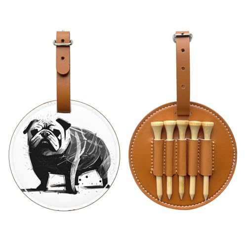 hand-painted dog Brown Printed golf tee storage bag - portable design, easy to organize tee