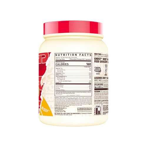 Image of GHOST Whey Protein Powder, Nutter Butter - 1LB Tub, 26G of Protein - Flavored Isolate, Concentrate & Hydrolyzed Whey Protein Blend - Post Workout Shakes