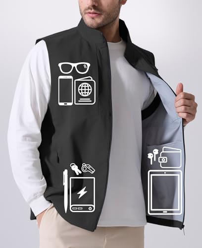 Image of Susclude Men's Quick Dry Lightweight Softshell Vest Windproof Sleeveless Jacket for Fishing Work Golf Hiking Casual Travel