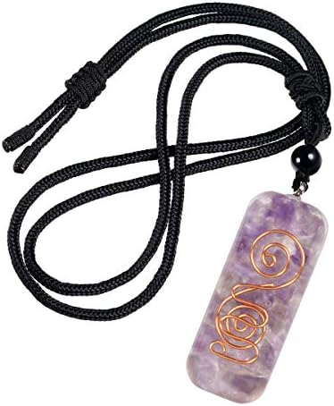 Nupuyai Spiral Healing Crystal Necklace for Women Men, Chakra Stone Pendant with Adjustable Cord 65cm