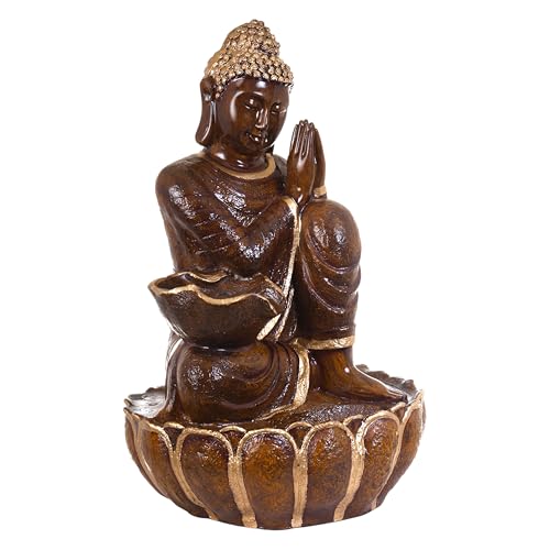 Image of 3 Feet Namaste Buddha Water Fountain for Home & Garden|Fiber Buddha Fountain with LED Light|Indoor Outdoor Fountain for Vastu & Positivity (Bronze, 3 Feet Namaste Buddha Fountain)