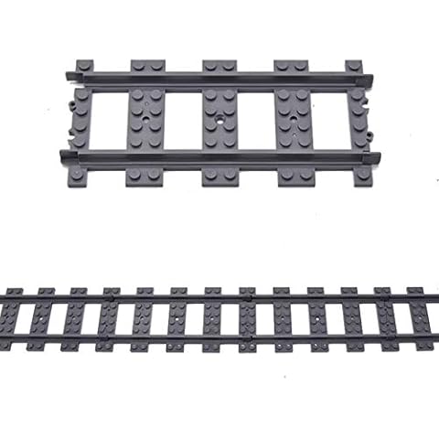 OLOK City Train Railway Tracks, 20Pcs Train Rail Extention Accessory Set for LEGO City Train - Straight Track Cover