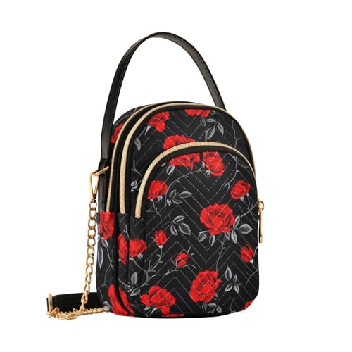 Sac à bandoulière roses rouges, finitions soignées style B1890