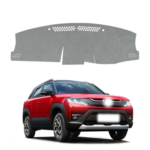 Image of Car Dashboard Cover Compatible with Maruti Suzuki Brezza 2022-2025 Dustproof, UV Resistant | All-Weather Protection | Custom Fit Car Accessorie (Gray)