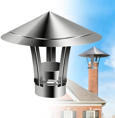 Stainless Steel Rain Cap for Chimney - Adjustable Cone Top Fireplace Cover 5.5" to 6.7", Durable Wood Stove Pipe Vent Cap with Metal Strips for Outdoor Use