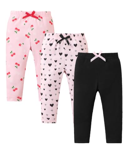 Image of Jecson Toddler Girl Leggings Baby Pants 3 Pack Stretchy Floral Clothes 1-4Y