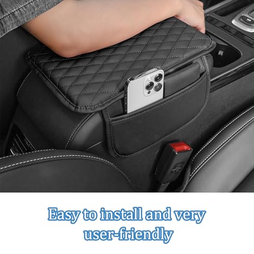 Armlehne Auto, Armlehnen Polster Auto Universal Inklusive 2 Aufbewahrungstasche, Mittelkonsole Autos Box Matte Memory-Schaum, Armlehnenschoner Auto-Innenzubehör für die Meisten Fahrzeuge (Schwarz)