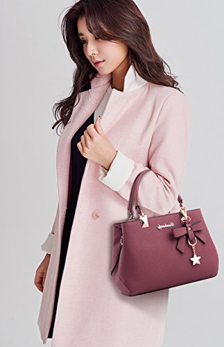 Dreubea Womens Handbag Tote Shoulder Purse Leather Crossbody Bag Rubber Pink #TOP5