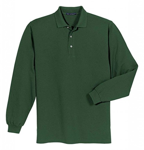 Port Authority Men's Long Sleeve Pique Knit Polo L Dark Green