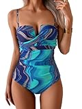 Eomenie Women's Push Up Wrap Front Swimsuit One Piece Tummy Control Bathing Suits Bandeau Support Slimming Swimwear