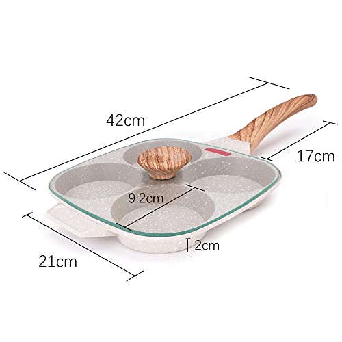 Bobikuke-Sarten-Tortitas-Sarten-Huevos-Poche-de-4-Agujeros-con-Tapa-Sarten-Antiadherente-de-Aluminio-para-Desayuno-Huevos-Fritos-Panqueques-para-Estufas-de-Gas-y-Cocinas-de-Induccion-Blanco