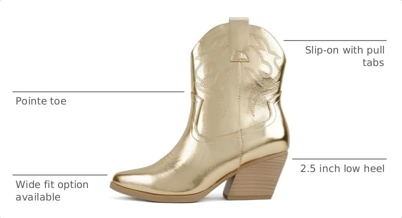 Image of Soda inchBLAZING inch ~ Women Western Bootie Pointe Toe with Low Heel (Wide Fit Available)