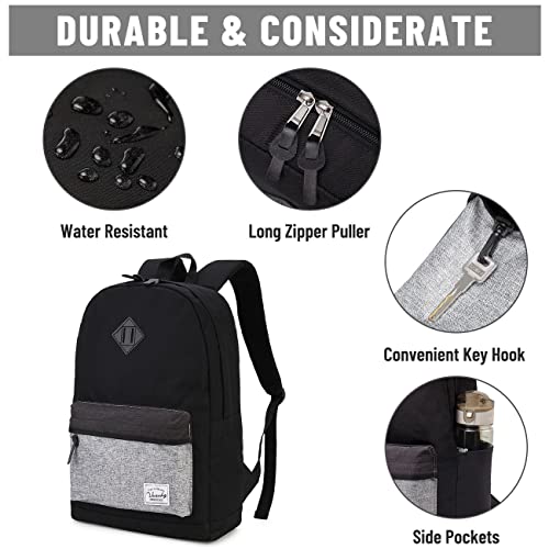 VASCHY Backpack for Men Women, Water-Resistant School Backpack Casual Daypack Work