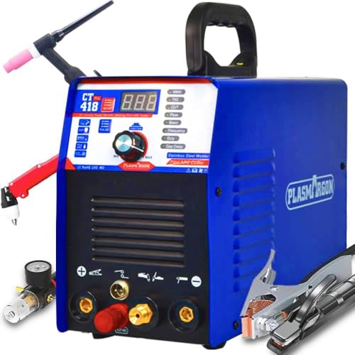 PLASMARGON Cortador de plasma combo 3 en 1, equipo de soldadura TIG, inversor MMA, equipo de soldadura combinado, cortador de plasma TIG MMA | IGBT | Pantalla LCD digital | Encendido HF CT418P