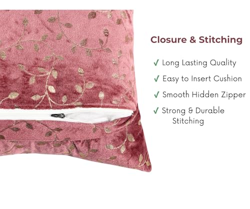 Image of RD TREND Premium Velvet Cushion Covers Set of 2 | Soft Decorative Throw Pillowcases for Sofa, Bed & Living Room | Cushion Cover 18 inch x 18 inch (45x45 cm) Dusty Rose