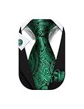 Barry.Wang Men Ties Paisley Woven Silk Necktie Set with Pocket Suqare Cufflinks Formal