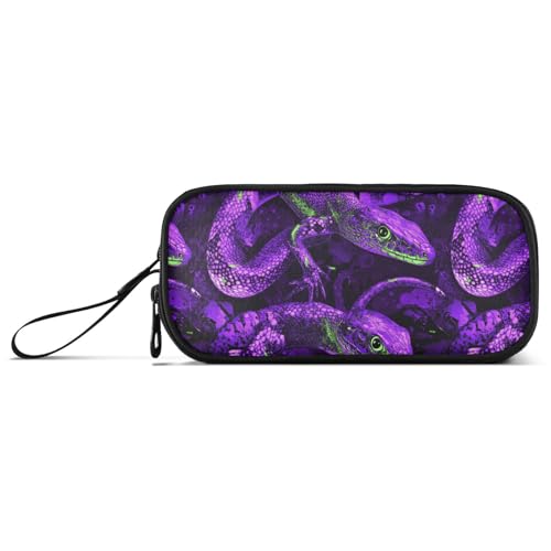 Astuccio in con serpente fluorescente con manico ad alta capacità astuccio per matite organizer per cancelleria per donne scolastiche Serpente Fluorescente 1 nylon verde viola