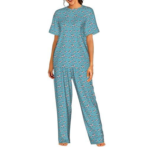 Pyjama à manches courtes femme ensemble de détente confortable léger