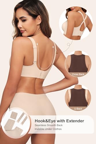 Image of HORISUN Wireless Bras for Women Soft Comfortable No Underwire T Shirt Bra Seamless Full Coverage Bras with Support