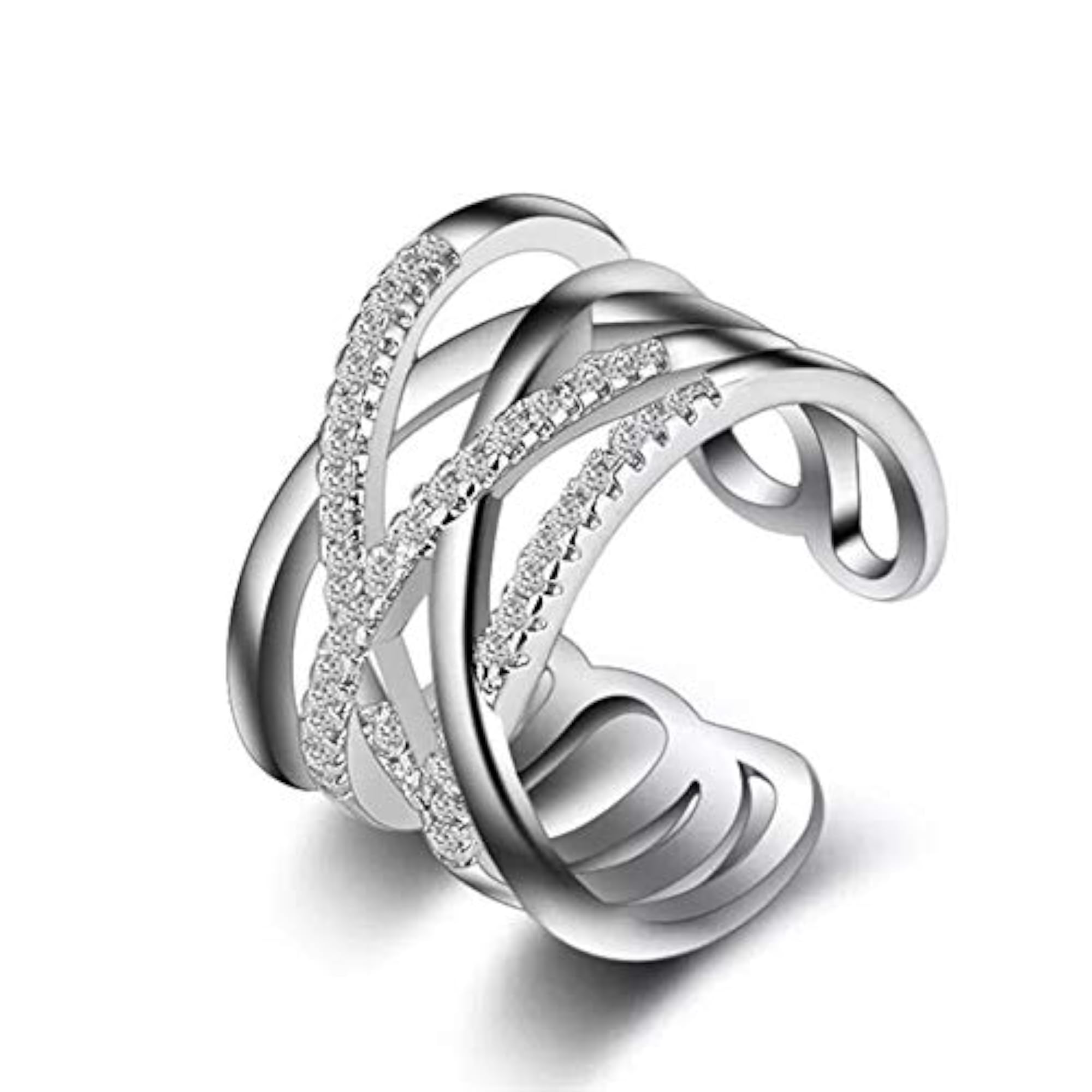 Stylish Platinum Plated Solitaire Ring for Girlfriend