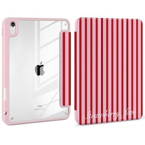 Loyrina Case for iPad mini (A17 Pro, 2024 Model, 7th Generation) / Mini 6 (2021 Model) 8.3 Inch Cute Striped Trifold Stand Cover with Clear Back Auto Wake Sleep Aesthetic Design for Girls, Stripe