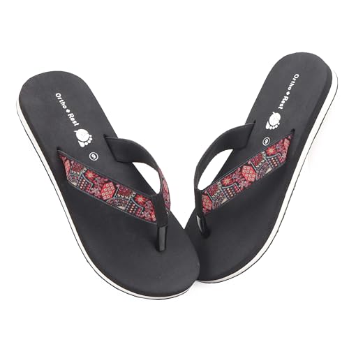 Image of Ortho + Rest Diabetic Orthopedic Slippers for Women's | Extra Soft Cushioned Footbed, Daily Wear Footwear, Flexible, Comfortable Casual Chappal with Stylish Printed Strap