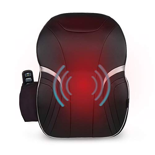 Air Compression Massage Cushion | Lumbar Support and Massage with Vibration and Soothing Heat for Home, Office and Car | Remote Controlled, Portable | Auto Adapter Included | Black