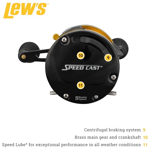 Lew's Speed Cast Carrete de Casting Derecho 5.3:1 Negro/Oro miniatura 4