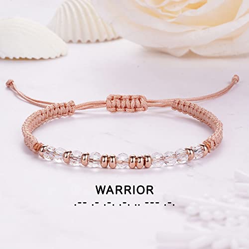 Btysun Morse Code Bracelets for Women Christmas Gift Stocking Stuffers for Teens Pink Braided Bracelets Inspirational Best Friend Birthday Gifts for Her High School Graduation Gifts for Her 2025 Mom Bracelet Jewelry