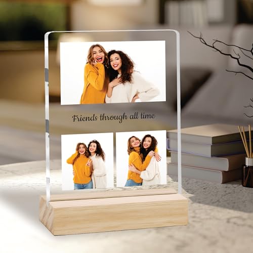 Image of Giftplease Customized Photo Frame with Text & Wooden Stand | Personalised Printed Photo Frame Gift for Sister | Birthday, Tabletop D cor | Customized Photo Gift (6x8 Inches) SIS 11