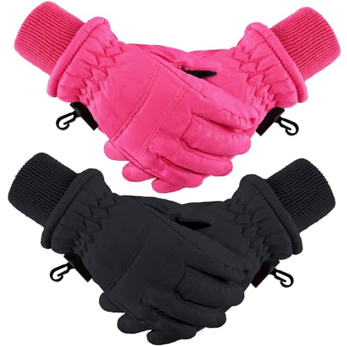 Boao 2 Pairs Kids Winter Ski Gloves Waterproof Warm Snow Mittens Full Finger Gloves for Toddlers Infants