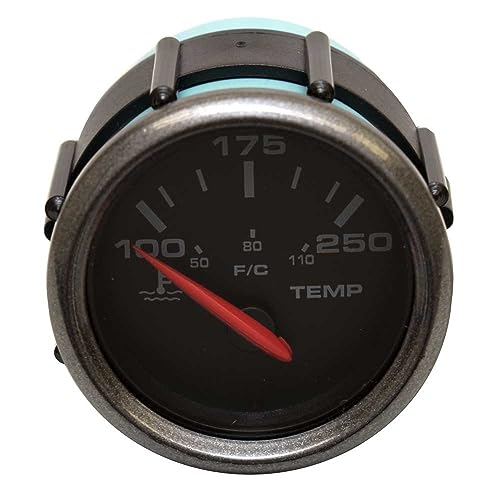 Faria Boat Temperature Gauge GP7762A | 2 Inch Metallic Black