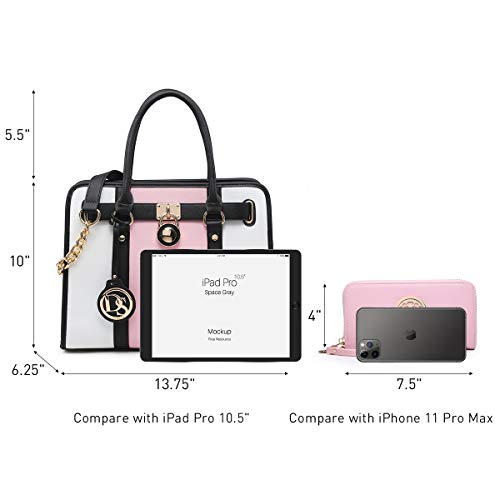 Dasein Women Handbags Purses Wallet Shoulder Bags Top Handle Satchel Purse Tote Work Bag Set 2pcs - Image 3