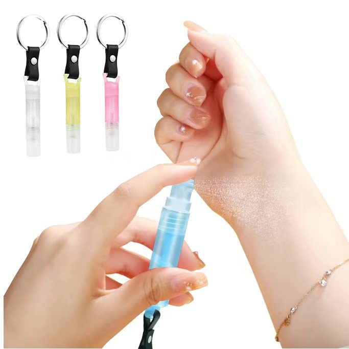 Mini Spray Bottle with Keychain 4pcs Mini Empty Refillable Perfume Plastic Spray Bottle 3ml2