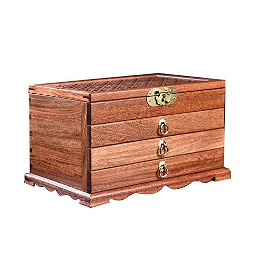 QSYJCCXD Regalo para mujeres cajas de joyería Joyería de madera Cuatro capas de gran capacidad Organizador de joyería Pendientes de anillo de collar