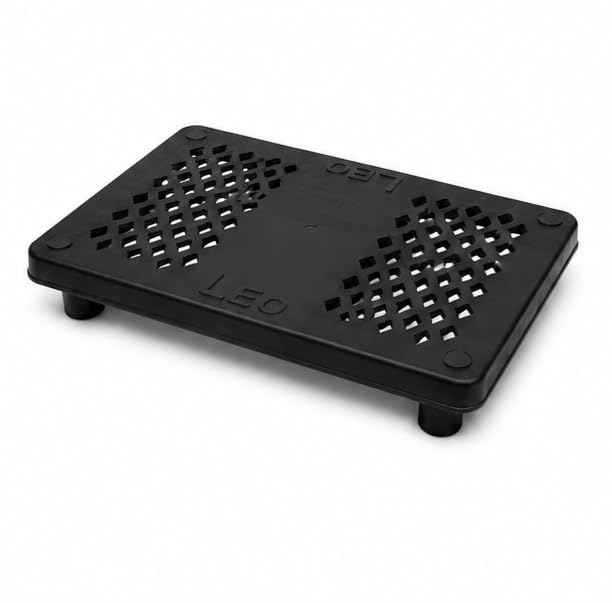 Leo Heavy-Duty Plastic Battery Stand, 38x28x5 cm, Black | 150-200 kg Load Capacity, Ventilated Cooling Design, Anti-Slip Support Feet, Multipurpose Utility, Floor Protection-image-39