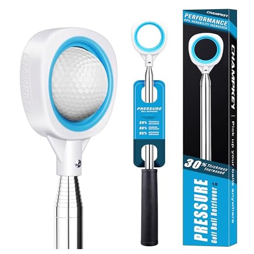 CHAMPKEY Pressure Golf Ball Retriever Performance Version - Thicken Stainless Steel Shaft with Rubber Grip Golf Retriever - Available in 9Ft / 12Ft / 14.5Ft / 16.3Ft