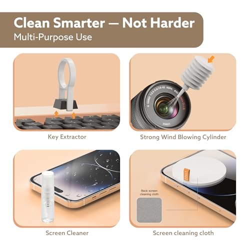 Image of AGARO 20-in-1 Multifunctional Cleaning Kit for Mobile, Laptop, DSLR Camera, PC, Tablet, Keyboard, Monitors, AirPods, Earphones, with Key Puller & Spray Bottle, Microfiber Screen Cleaner, CK1417